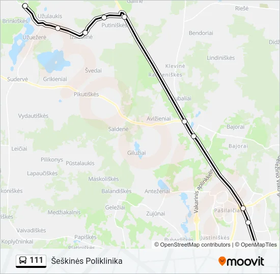 111 Bus Line Map