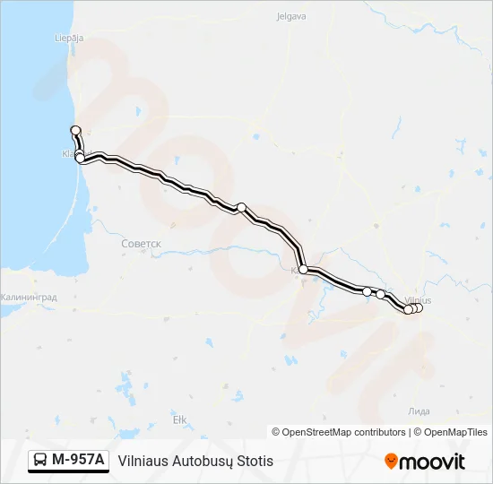 Автобус M-957A: карта маршрута