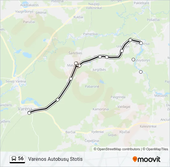 Автобус 56: карта маршрута