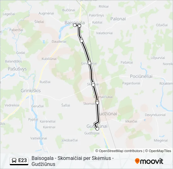 E23 Bus Line Map