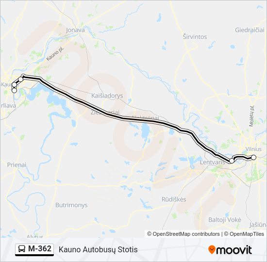 Автобус M-362: карта маршрута