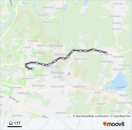 177 autobusas kelionės žemėlapis