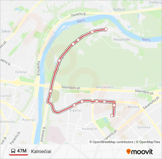 Автобус 47M: карта маршрута