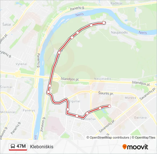 Автобус 47M: карта маршрута
