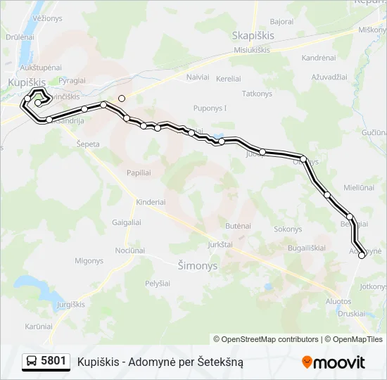 5801 Bus Line Map