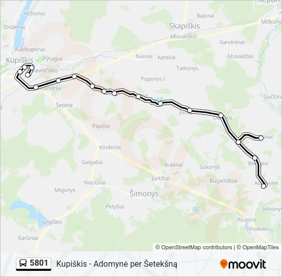 5801 Bus Line Map