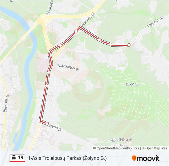 19 Trolleybus Line Map