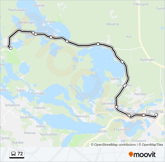 Автобус 72: карта маршрута