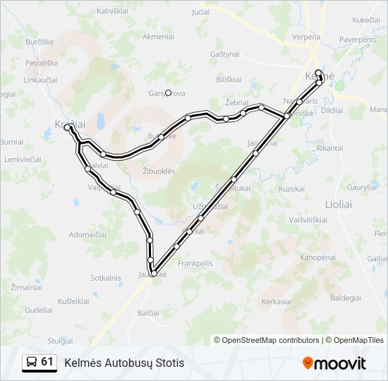 Автобус 61: карта маршрута