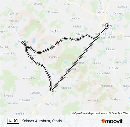 Автобус 61: карта маршрута