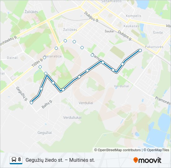 Автобус 8: карта маршрута