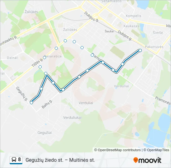 Автобус 8: карта маршрута
