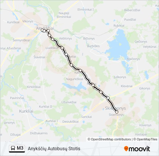 Автобус M3: карта маршрута
