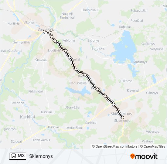 Автобус M3: карта маршрута