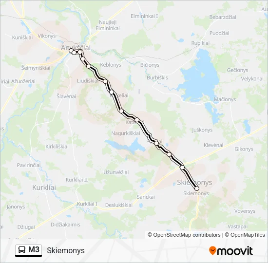 Автобус M3: карта маршрута