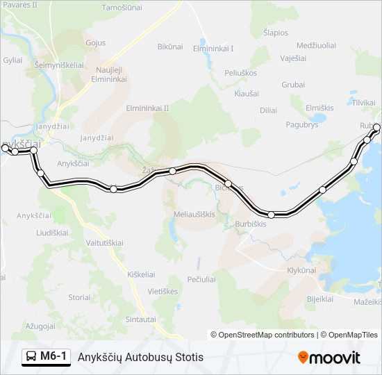 Автобус M6-1: карта маршрута