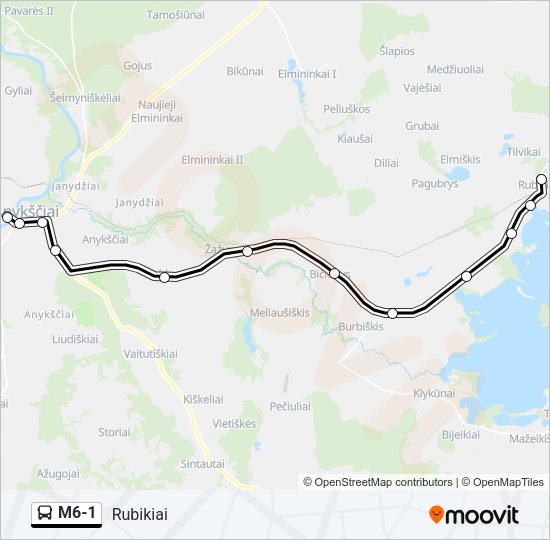 Автобус M6-1: карта маршрута