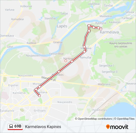 Автобус 69B: карта маршрута