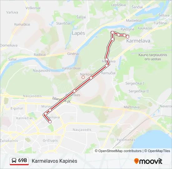 Автобус 69B: карта маршрута