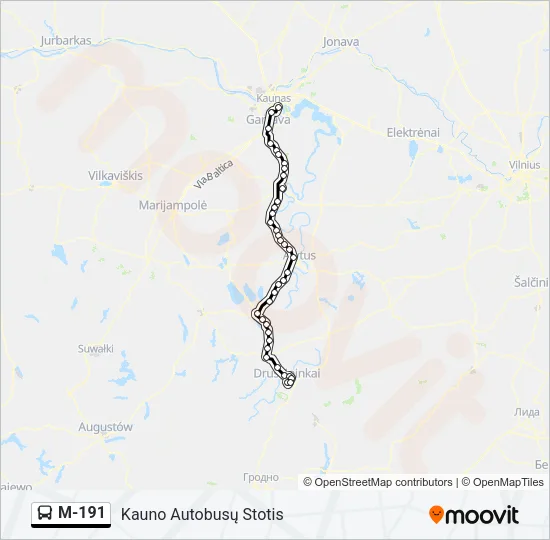 Автобус M-191: карта маршрута