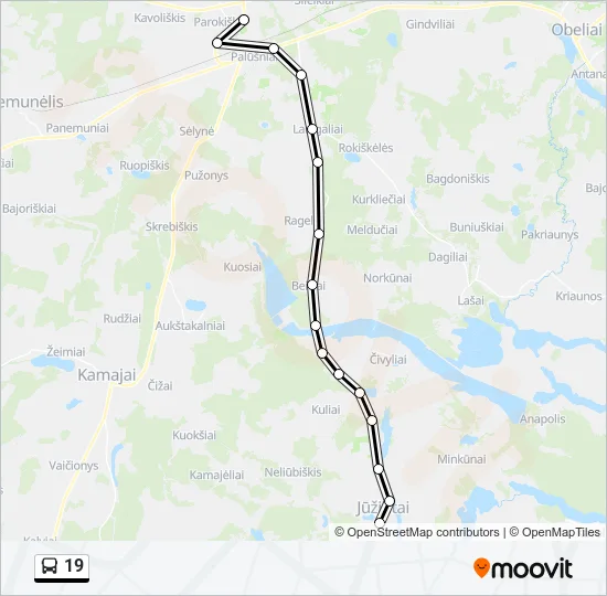 Автобус 19: карта маршрута