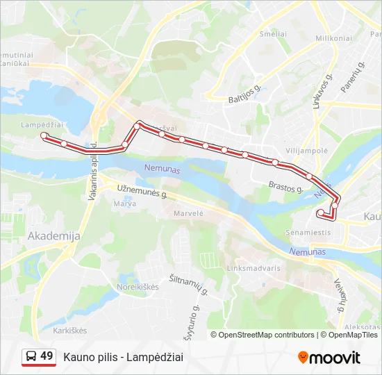 Автобус 49: карта маршрута