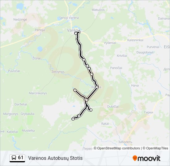 Автобус 61: карта маршрута