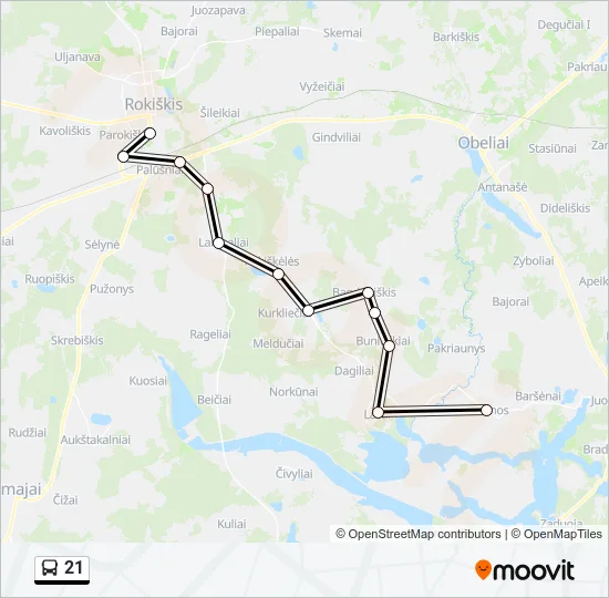 Автобус 21: карта маршрута