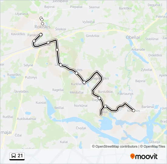 Автобус 21: карта маршрута