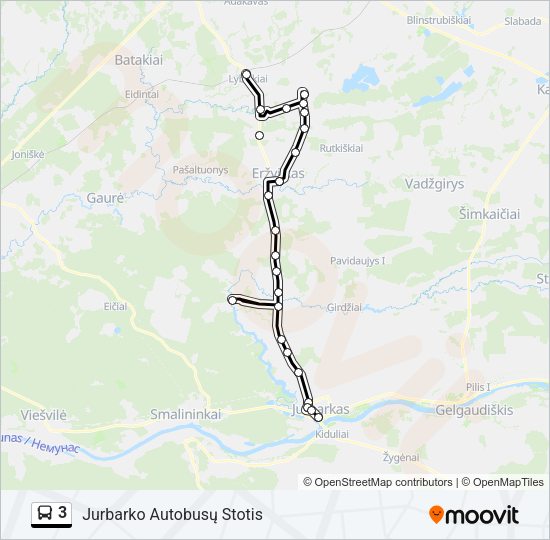 Автобус 3: карта маршрута