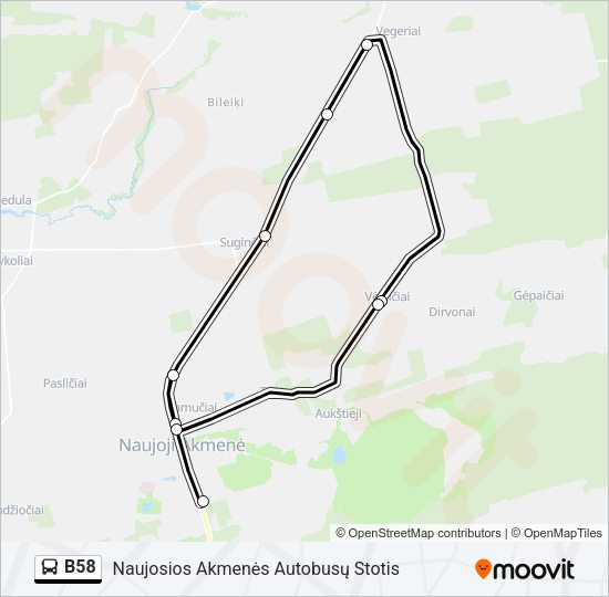 B58 Bus Line Map