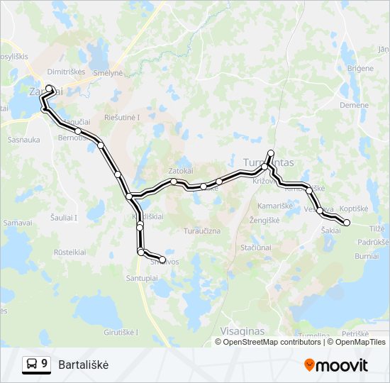 Автобус 9: карта маршрута