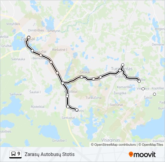 Автобус 9: карта маршрута