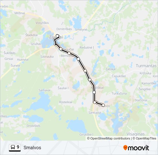 Автобус 9: карта маршрута