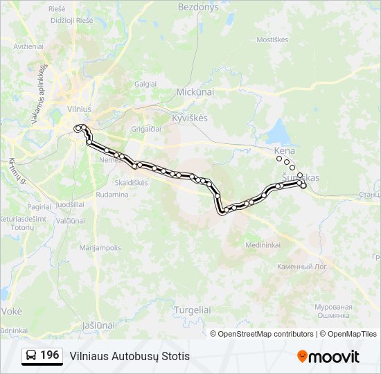Автобус 196: карта маршрута