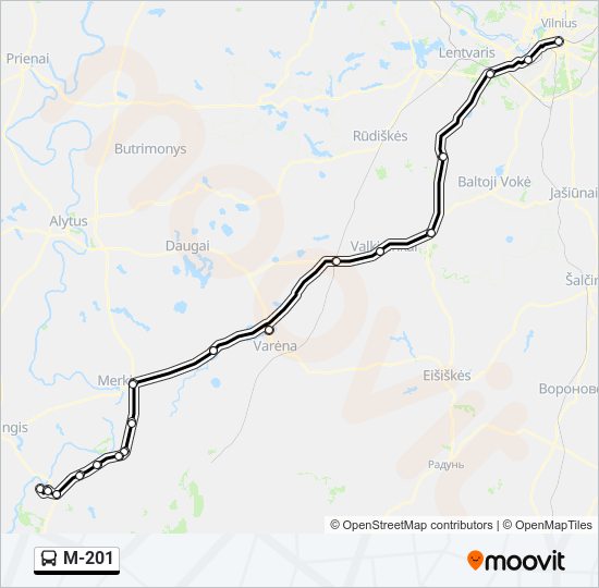 Автобус M-201: карта маршрута