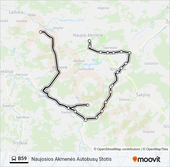Автобус B59: карта маршрута