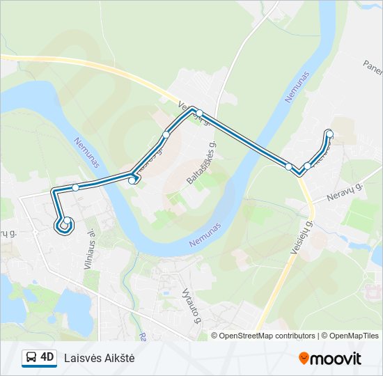 4D autobusas kelionės žemėlapis