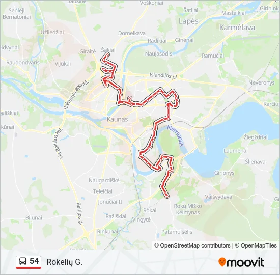 54 Bus Line Map
