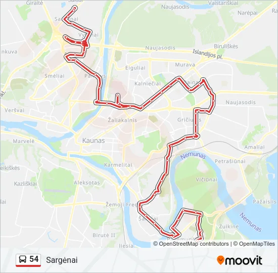54 Bus Line Map