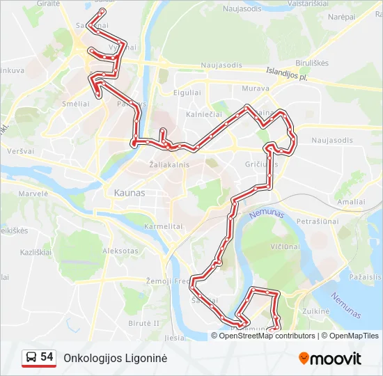 54 Bus Line Map