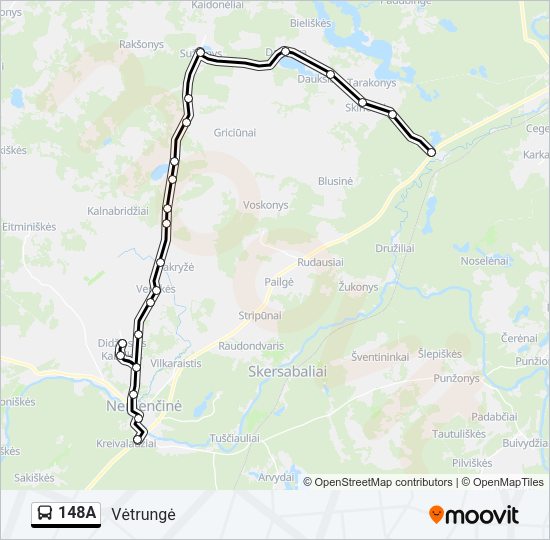 Автобус 148A: карта маршрута