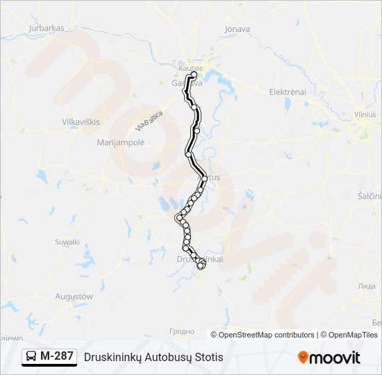 Автобус M-287: карта маршрута