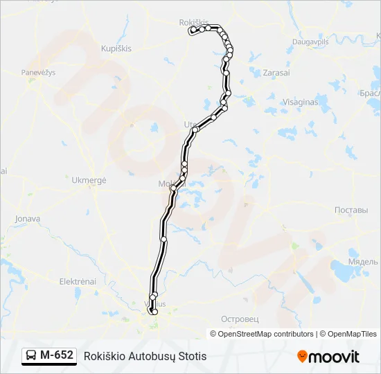 M-652 Bus Line Map