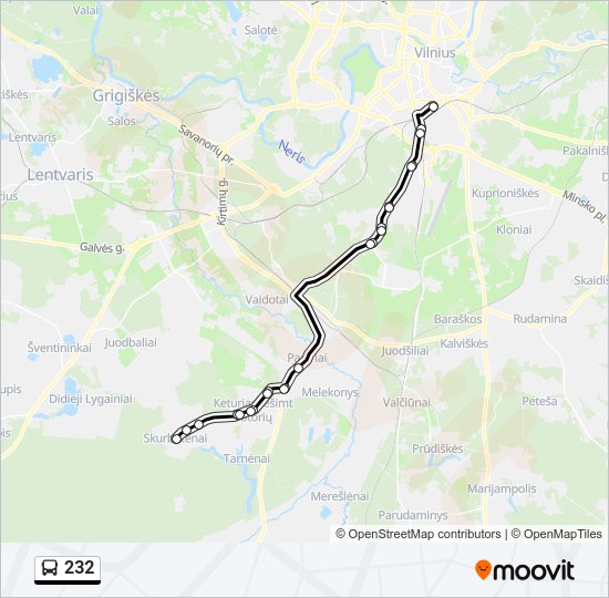 232 bus Line Map