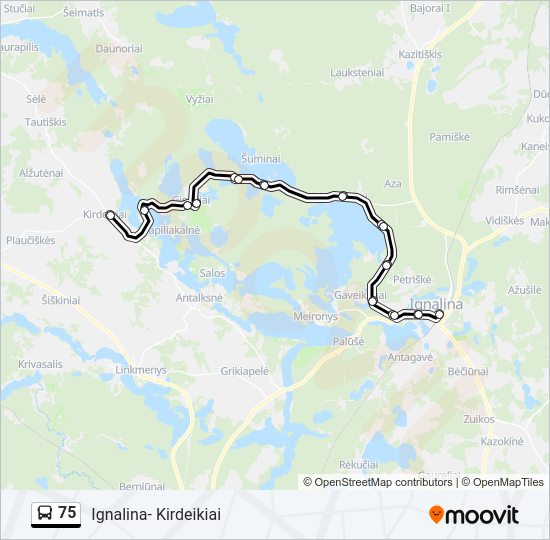 Автобус 75: карта маршрута