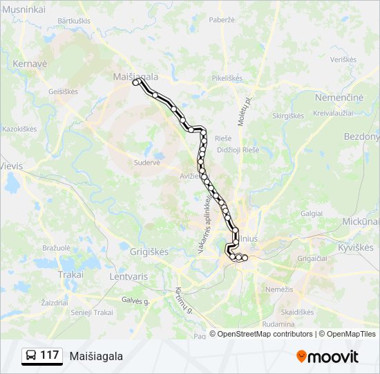 Автобус 117: карта маршрута