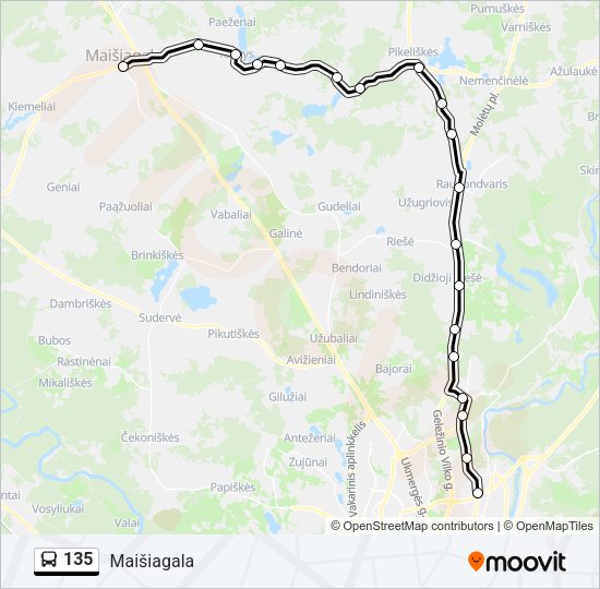 Автобус 135: карта маршрута