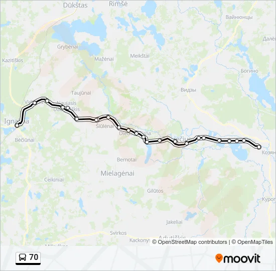 Автобус 70: карта маршрута