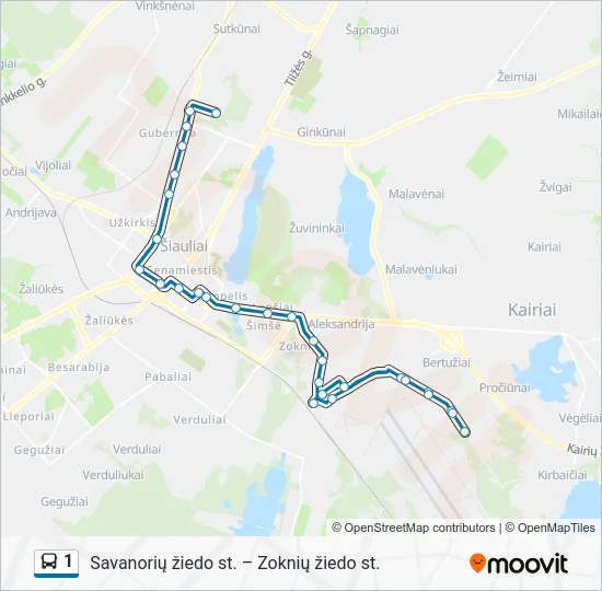 Автобус 1: карта маршрута